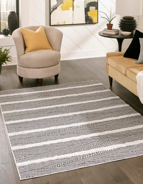 Black 8' 3 x 10' Sabrina Soto Casa Rectangle Area Rug 100% Cotton Geometric Pattern All Natural Material Eco Friendly Carpet for Sale at Rug Engine