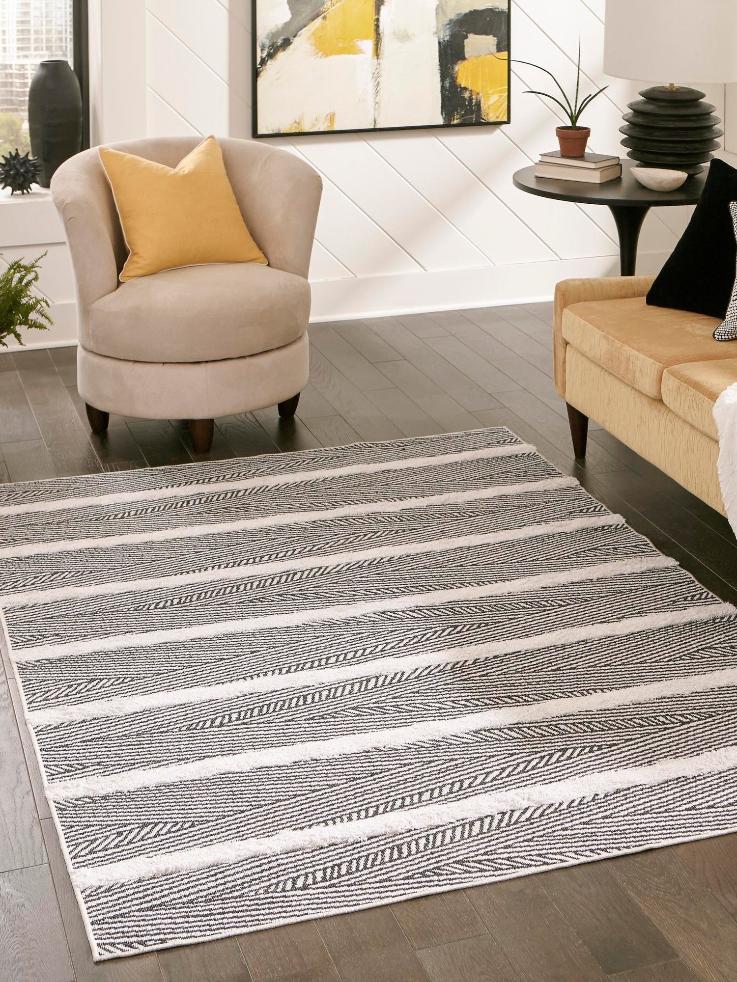 Black 1' 3 x 1' 4 Sabrina Soto Casa Sample Area Rug 100% Cotton Geometric Pattern All Natural Material Eco Friendly Carpet for Sale at Rug Engine