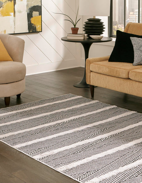 Black 8' 3 x 10' Sabrina Soto Casa Rectangle Area Rug 100% Cotton Geometric Pattern All Natural Material Eco Friendly Carpet for Sale at Rug Engine