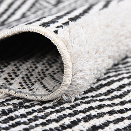 Black 8' 3 x 10' Sabrina Soto Casa Rectangle Area Rug 100% Cotton Geometric Pattern All Natural Material Eco Friendly Carpet for Sale at Rug Engine