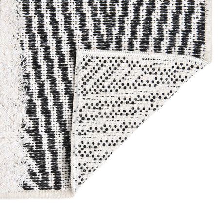 Black 8' 3 x 10' Sabrina Soto Casa Rectangle Area Rug 100% Cotton Geometric Pattern All Natural Material Eco Friendly Carpet for Sale at Rug Engine