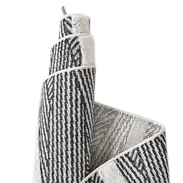 Black 2' 3 x 3' Sabrina Soto Casa Rectangle Area Rug 100% Cotton Geometric Pattern All Natural Material Eco Friendly Carpet for Sale at Rug Engine