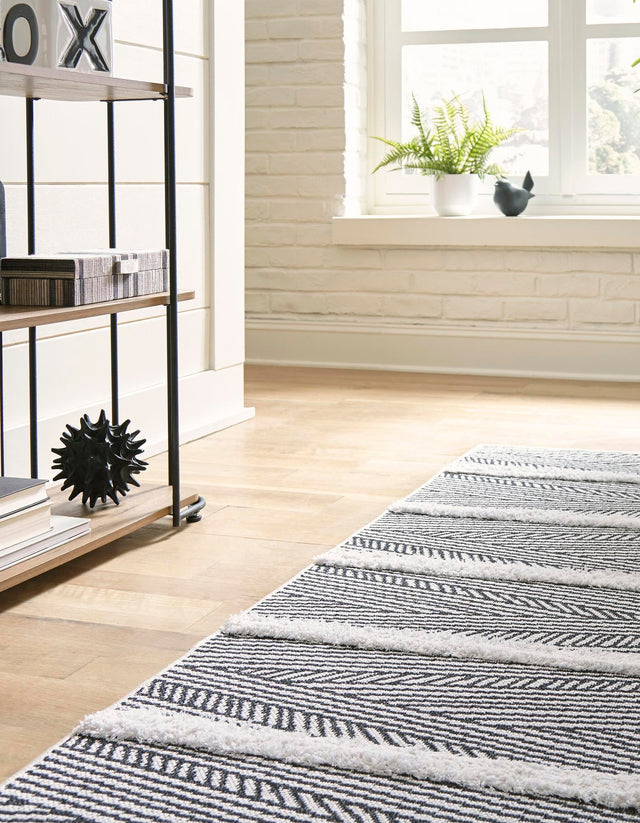 Black 2' 7 x 12' Sabrina Soto Casa Runner Area Rug 100% Cotton Geometric Pattern All Natural Material Eco Friendly Carpet for Sale at Rug Engine