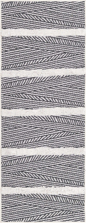 Black 2' 3 x 6' Sabrina Soto Casa Runner Area Rug 100% Cotton Geometric Pattern All Natural Material Eco Friendly Carpet for Sale at Rug Engine