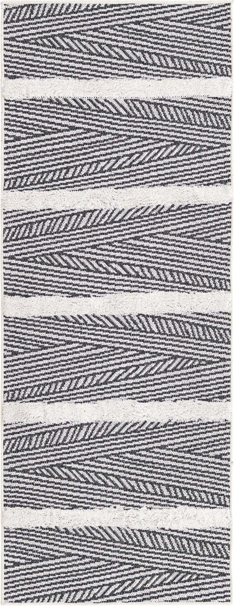 Black 2' 3 x 6' Sabrina Soto Casa Runner Area Rug 100% Cotton Geometric Pattern All Natural Material Eco Friendly Carpet for Sale at Rug Engine