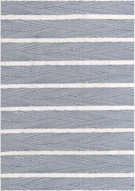 Navy Blue 6' 4 x 9' Sabrina Soto Casa Rectangle Area Rug 100% Cotton Geometric Pattern All Natural Material Eco Friendly Carpet for Sale at Rug Engine