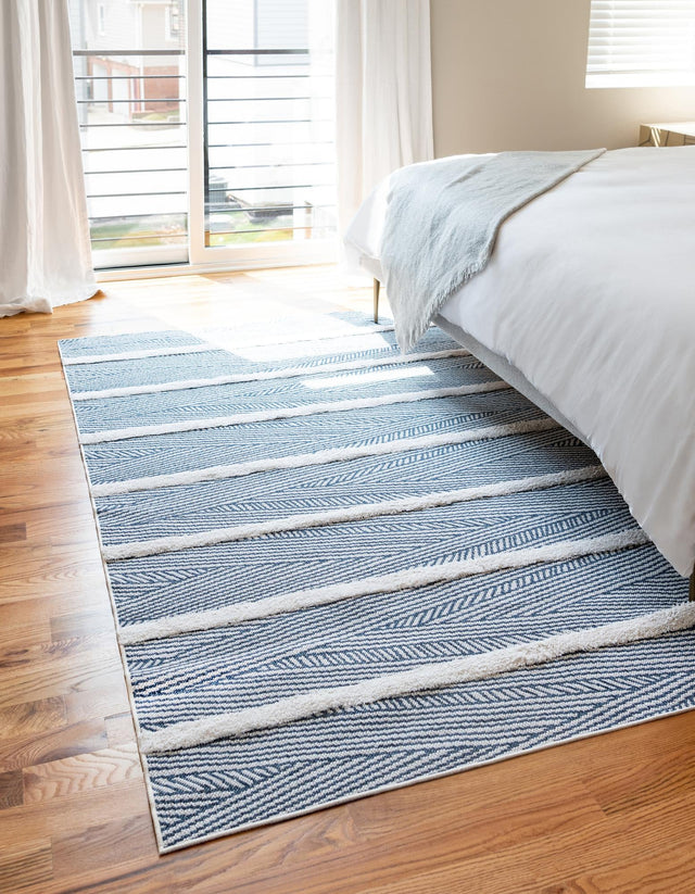 Navy Blue 1' 3 x 1' 4 Sabrina Soto Casa Sample Area Rug 100% Cotton Geometric Pattern All Natural Material Eco Friendly Carpet for Sale at Rug Engine