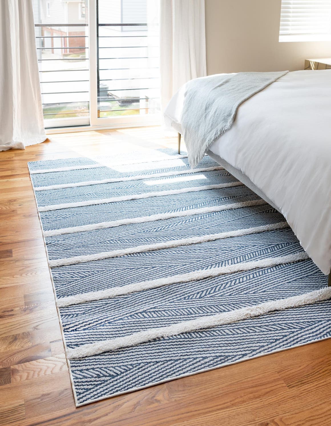 Navy Blue 9' 10 x 12' Sabrina Soto Casa Rectangle Area Rug 100% Cotton Geometric Pattern All Natural Material Eco Friendly Carpet for Sale at Rug Engine