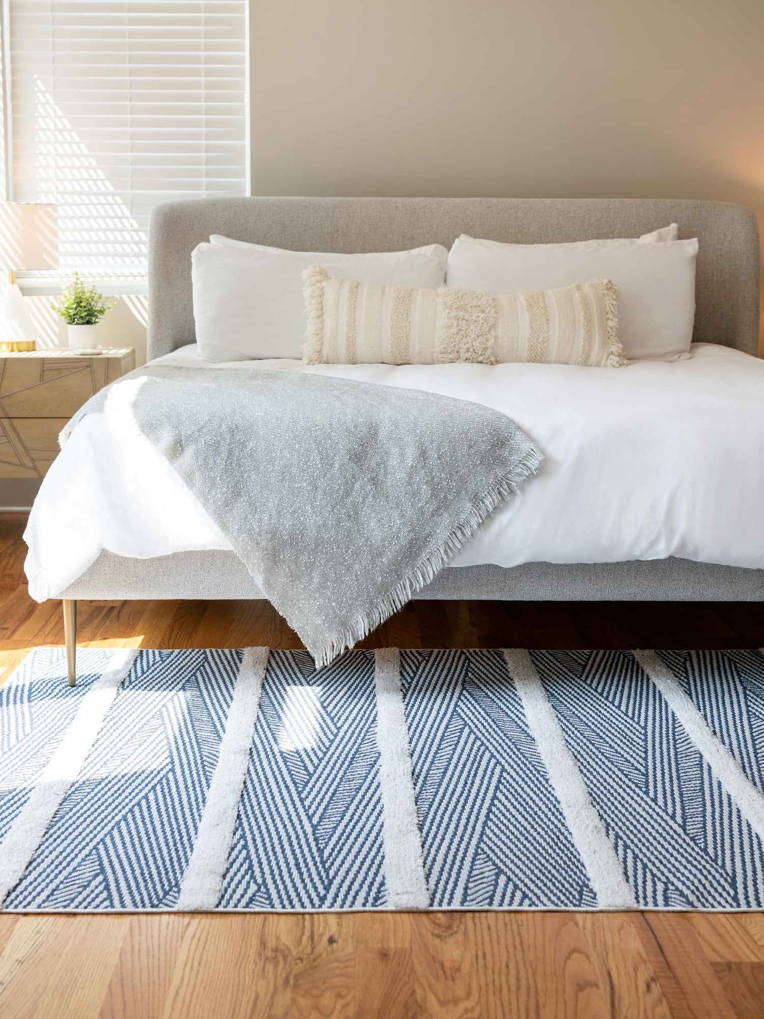 Navy Blue 9' 10 x 12' Sabrina Soto Casa Rectangle Area Rug 100% Cotton Geometric Pattern All Natural Material Eco Friendly Carpet for Sale at Rug Engine