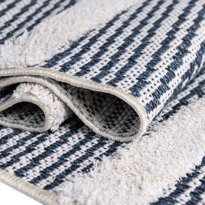 Navy Blue 8' 3 x 10' Sabrina Soto Casa Rectangle Area Rug 100% Cotton Geometric Pattern All Natural Material Eco Friendly Carpet for Sale at Rug Engine
