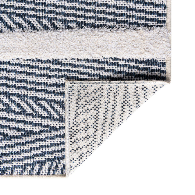 Navy Blue 9' 10 x 12' Sabrina Soto Casa Rectangle Area Rug 100% Cotton Geometric Pattern All Natural Material Eco Friendly Carpet for Sale at Rug Engine