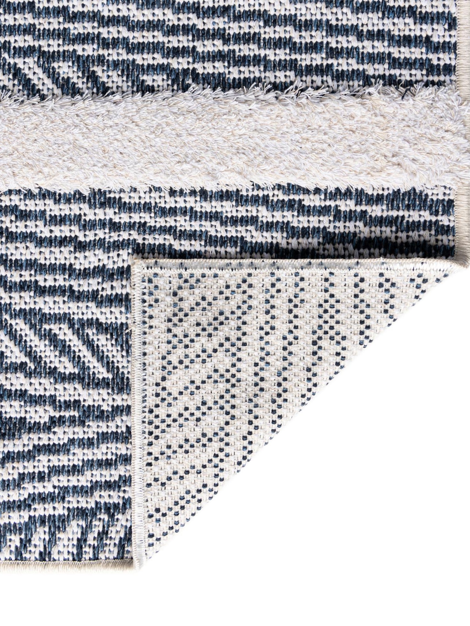 Navy Blue 2' 3 x 3' Sabrina Soto Casa Rectangle Area Rug 100% Cotton Geometric Pattern All Natural Material Eco Friendly Carpet for Sale at Rug Engine