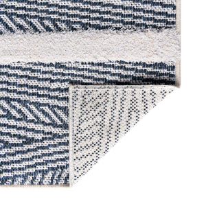 Navy Blue 2' 3 x 3' Sabrina Soto Casa Rectangle Area Rug 100% Cotton Geometric Pattern All Natural Material Eco Friendly Carpet for Sale at Rug Engine