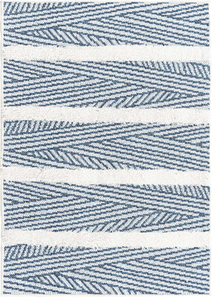 Navy Blue 2' 3 x 3' Sabrina Soto Casa Rectangle Area Rug 100% Cotton Geometric Pattern All Natural Material Eco Friendly Carpet for Sale at Rug Engine