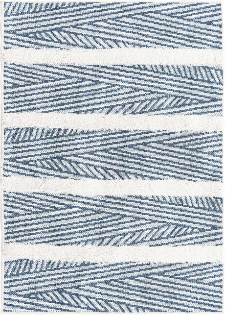 Navy Blue 2' 3 x 3' Sabrina Soto Casa Rectangle Area Rug 100% Cotton Geometric Pattern All Natural Material Eco Friendly Carpet for Sale at Rug Engine
