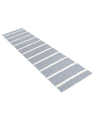 Navy Blue 2' 7 x 12' Sabrina Soto Casa Runner Area Rug 100% Cotton Geometric Pattern All Natural Material Eco Friendly Carpet for Sale at Rug Engine