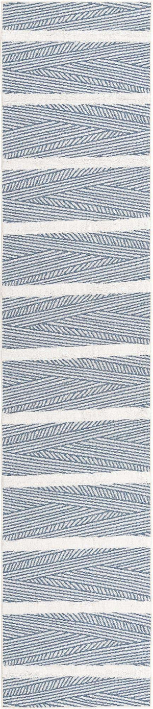 Navy Blue 2' 7 x 12' Sabrina Soto Casa Runner Area Rug 100% Cotton Geometric Pattern All Natural Material Eco Friendly Carpet for Sale at Rug Engine