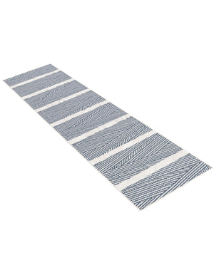 Navy Blue 2' 3 x 8' Sabrina Soto Casa Runner Area Rug 100% Cotton Geometric Pattern All Natural Material Eco Friendly Carpet for Sale at Rug Engine