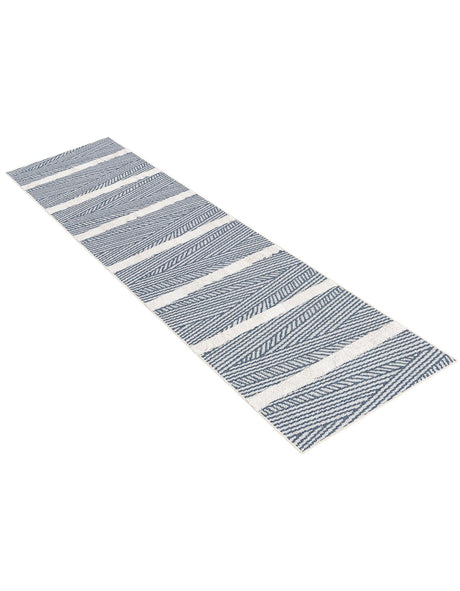 Navy Blue 2' 3 x 8' Sabrina Soto Casa Runner Area Rug 100% Cotton Geometric Pattern All Natural Material Eco Friendly Carpet for Sale at Rug Engine