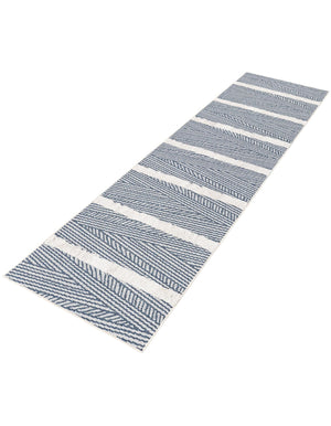 Navy Blue 2' 3 x 8' Sabrina Soto Casa Runner Area Rug 100% Cotton Geometric Pattern All Natural Material Eco Friendly Carpet for Sale at Rug Engine