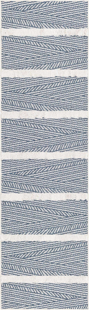 Navy Blue 2' 3 x 8' Sabrina Soto Casa Runner Area Rug 100% Cotton Geometric Pattern All Natural Material Eco Friendly Carpet for Sale at Rug Engine