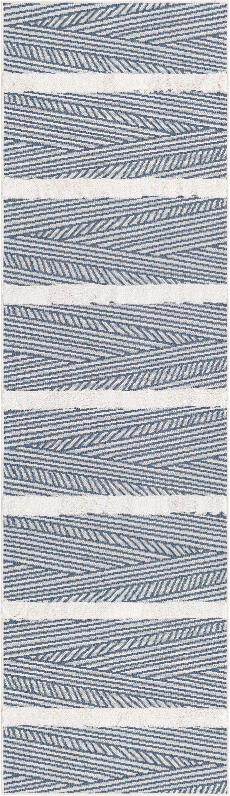 Navy Blue 2' 3 x 8' Sabrina Soto Casa Runner Area Rug 100% Cotton Geometric Pattern All Natural Material Eco Friendly Carpet for Sale at Rug Engine