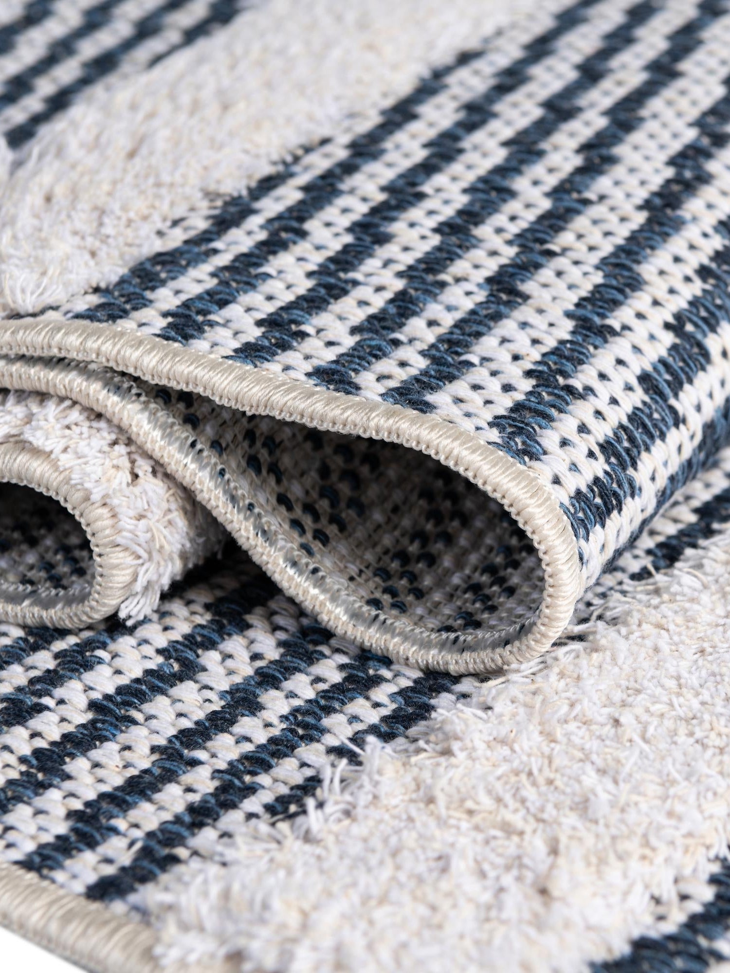 Navy Blue 2' 3 x 6' Sabrina Soto Casa Runner Area Rug 100% Cotton Geometric Pattern All Natural Material Eco Friendly Carpet for Sale at Rug Engine