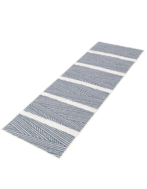 Navy Blue 2' 3 x 6' Sabrina Soto Casa Runner Area Rug 100% Cotton Geometric Pattern All Natural Material Eco Friendly Carpet for Sale at Rug Engine
