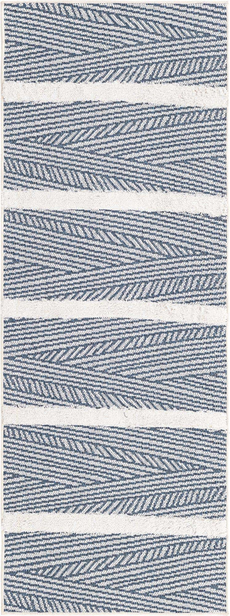 Navy Blue 2' 3 x 6' Sabrina Soto Casa Runner Area Rug 100% Cotton Geometric Pattern All Natural Material Eco Friendly Carpet for Sale at Rug Engine
