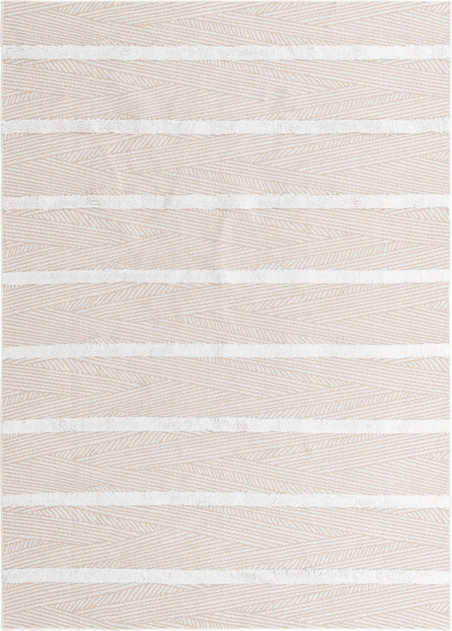 Beige 6' 4 x 9' Sabrina Soto Casa Rectangle Area Rug 100% Cotton Geometric Pattern All Natural Material Eco Friendly Carpet for Sale at Rug Engine