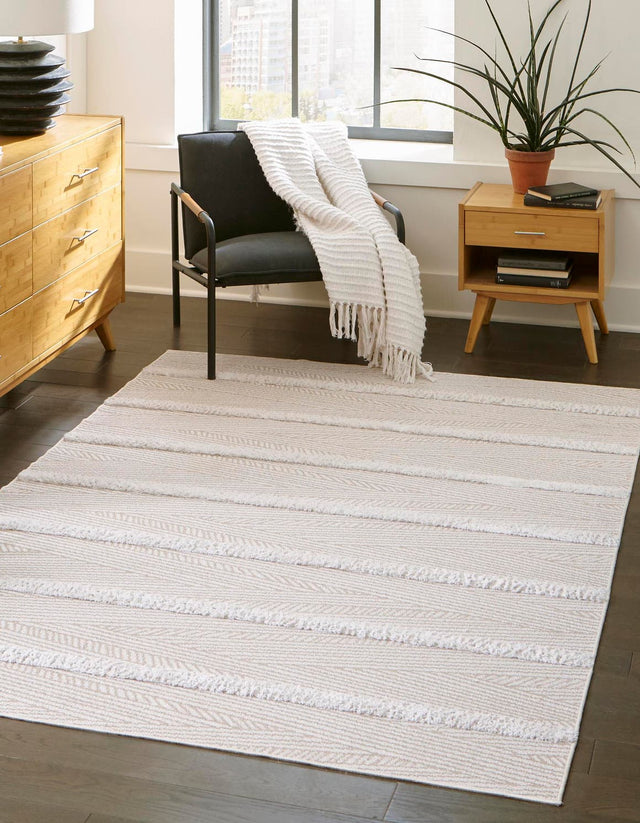 Beige 9' 10 x 12' Sabrina Soto Casa Rectangle Area Rug 100% Cotton Geometric Pattern All Natural Material Eco Friendly Carpet for Sale at Rug Engine