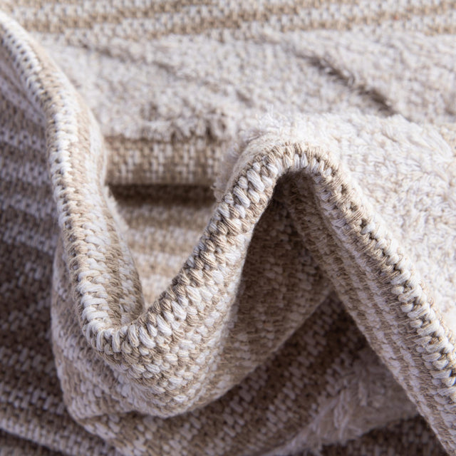 Beige 9' 10 x 12' Sabrina Soto Casa Rectangle Area Rug 100% Cotton Geometric Pattern All Natural Material Eco Friendly Carpet for Sale at Rug Engine