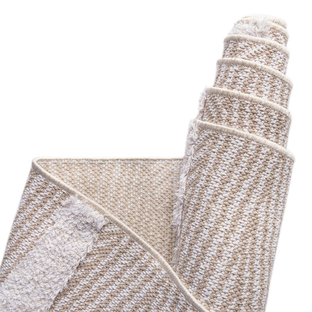 Beige 4' 5 x 6' Sabrina Soto Casa Rectangle Area Rug 100% Cotton Geometric Pattern All Natural Material Eco Friendly Carpet for Sale at Rug Engine