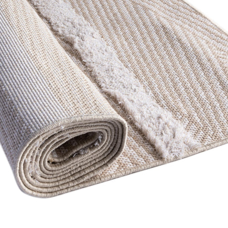 Beige 5' 3 x 8' Sabrina Soto Casa Rectangle Area Rug 100% Cotton Geometric Pattern All Natural Material Eco Friendly Carpet for Sale at Rug Engine
