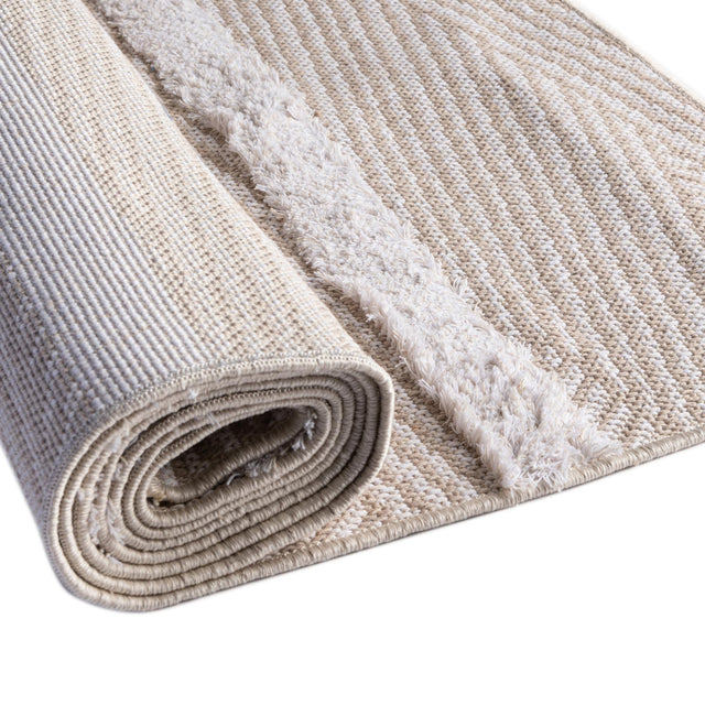Beige 6' 4 x 9' Sabrina Soto Casa Rectangle Area Rug 100% Cotton Geometric Pattern All Natural Material Eco Friendly Carpet for Sale at Rug Engine
