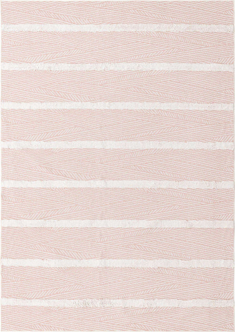 Pink 6' 4 x 9' Sabrina Soto Casa Rectangle Area Rug 100% Cotton Geometric Pattern All Natural Material Eco Friendly Carpet for Sale at Rug Engine