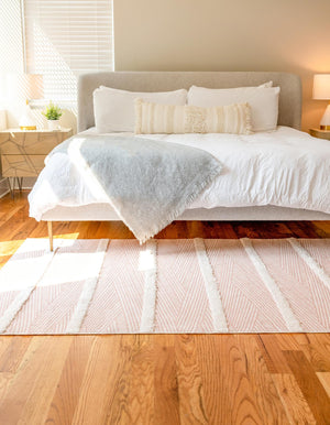 Pink 5' 3 x 8' Sabrina Soto Casa Rectangle Area Rug 100% Cotton Geometric Pattern All Natural Material Eco Friendly Carpet for Sale at Rug Engine