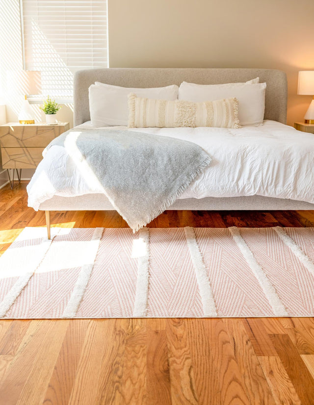 Pink 10' x 12' Sabrina Soto Casa Rectangle Area Rug 100% Cotton Geometric Pattern All Natural Material Eco Friendly Carpet for Sale at Rug Engine