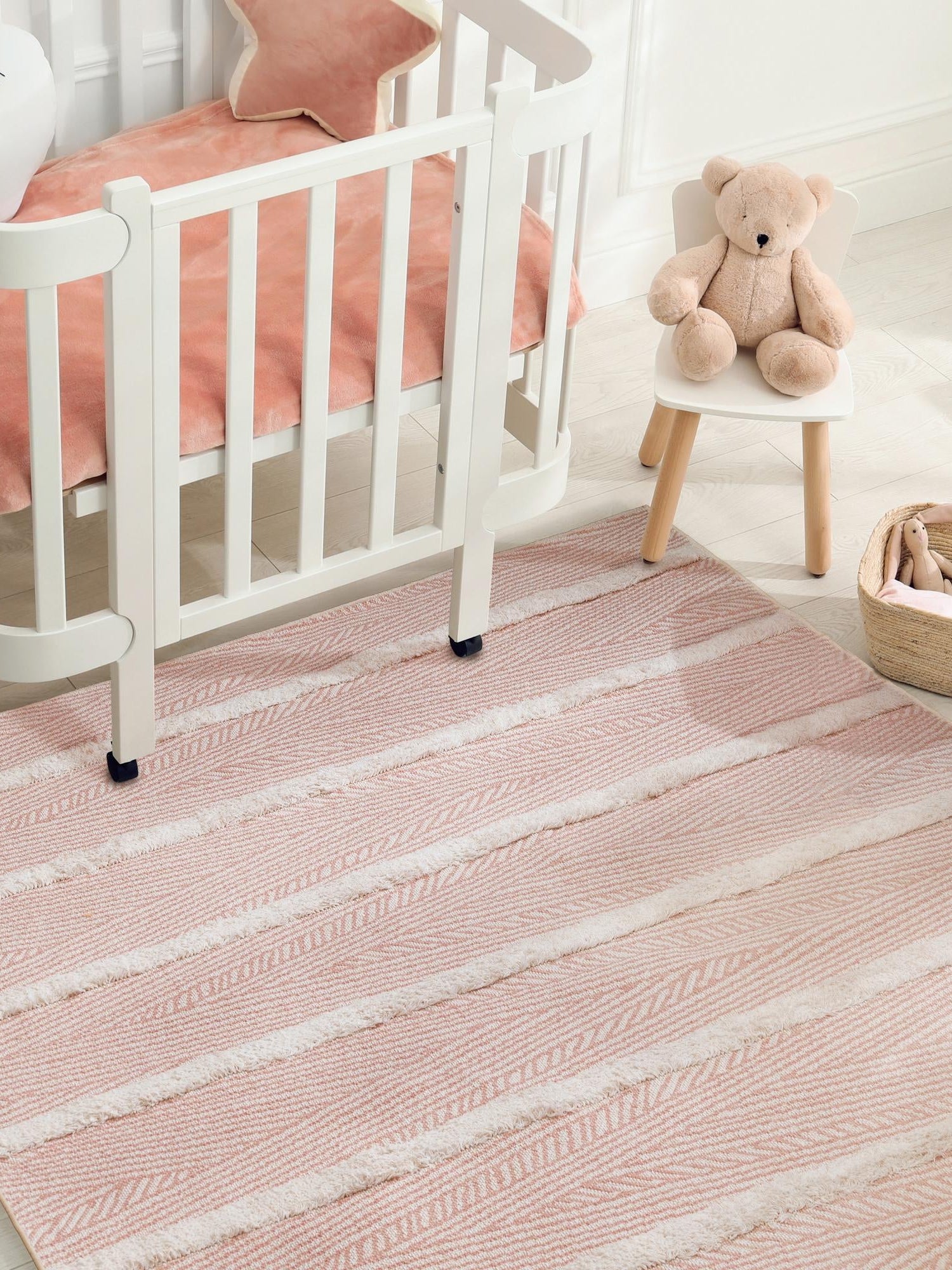 Pink 4' 5 x 6' Sabrina Soto Casa Rectangle Area Rug 100% Cotton Geometric Pattern All Natural Material Eco Friendly Carpet for Sale at Rug Engine