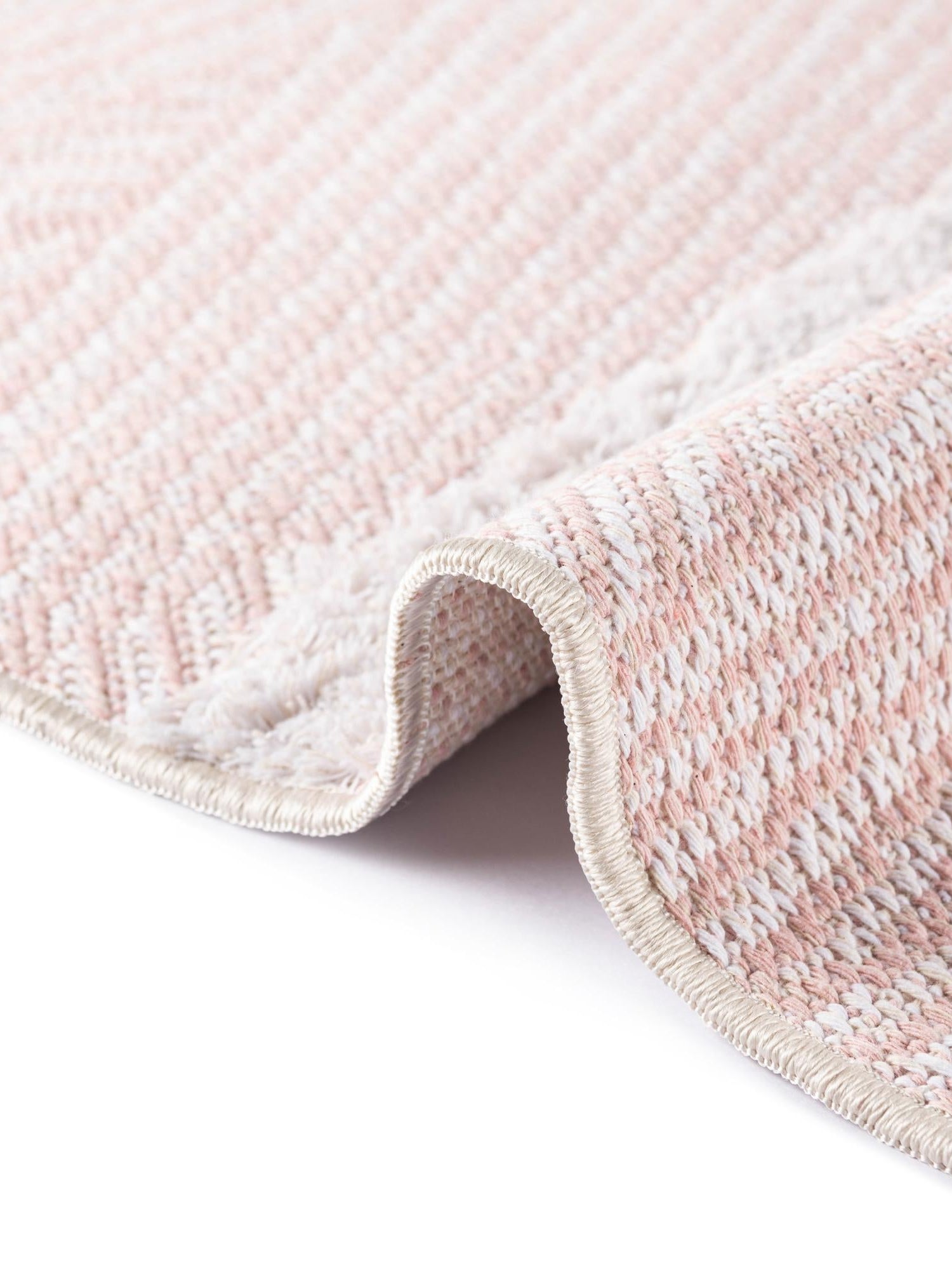 Pink 6' 4 x 9' Sabrina Soto Casa Rectangle Area Rug 100% Cotton Geometric Pattern All Natural Material Eco Friendly Carpet for Sale at Rug Engine