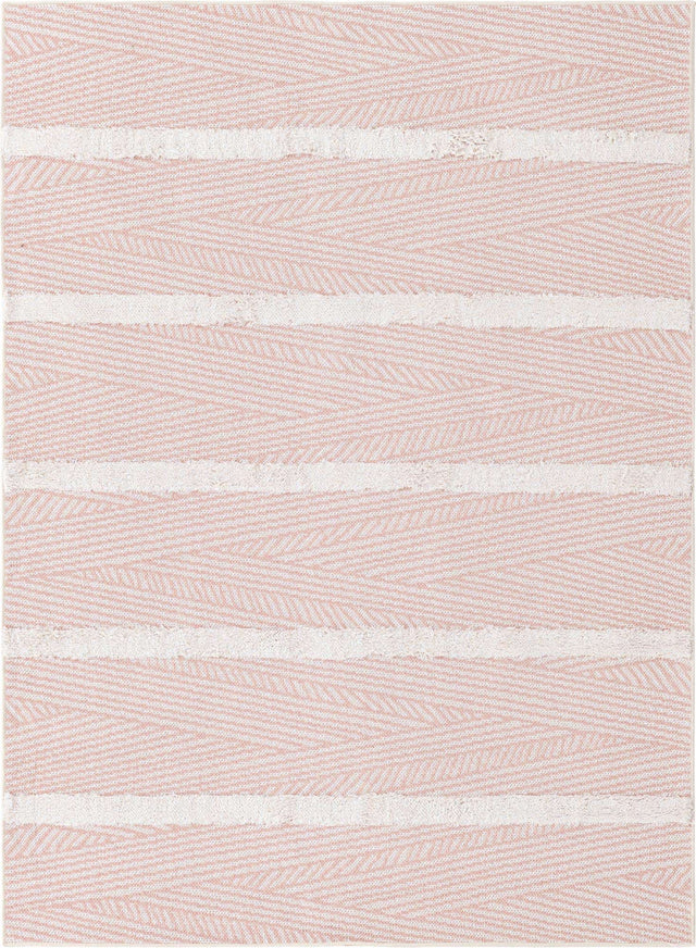 Pink 4' 5 x 6' Sabrina Soto Casa Rectangle Area Rug 100% Cotton Geometric Pattern All Natural Material Eco Friendly Carpet for Sale at Rug Engine