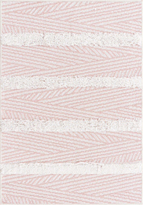 Pink 2' 3 x 3' Sabrina Soto Casa Rectangle Area Rug 100% Cotton Geometric Pattern All Natural Material Eco Friendly Carpet for Sale at Rug Engine