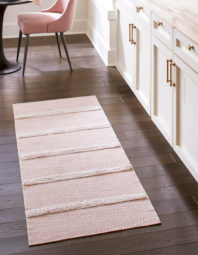 Pink 2' 7 x 12' Sabrina Soto Casa Runner Area Rug 100% Cotton Geometric Pattern All Natural Material Eco Friendly Carpet for Sale at Rug Engine