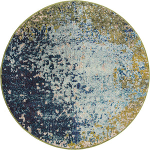 Blue 3' 3 x 3' 3 Estrella Round Area Rug 100% Polypropylene Non-Shedding Stain Resistant Carpet Colorful Modern Abstract Design Easy Clean for Home Decor for Sale at Rug Engine