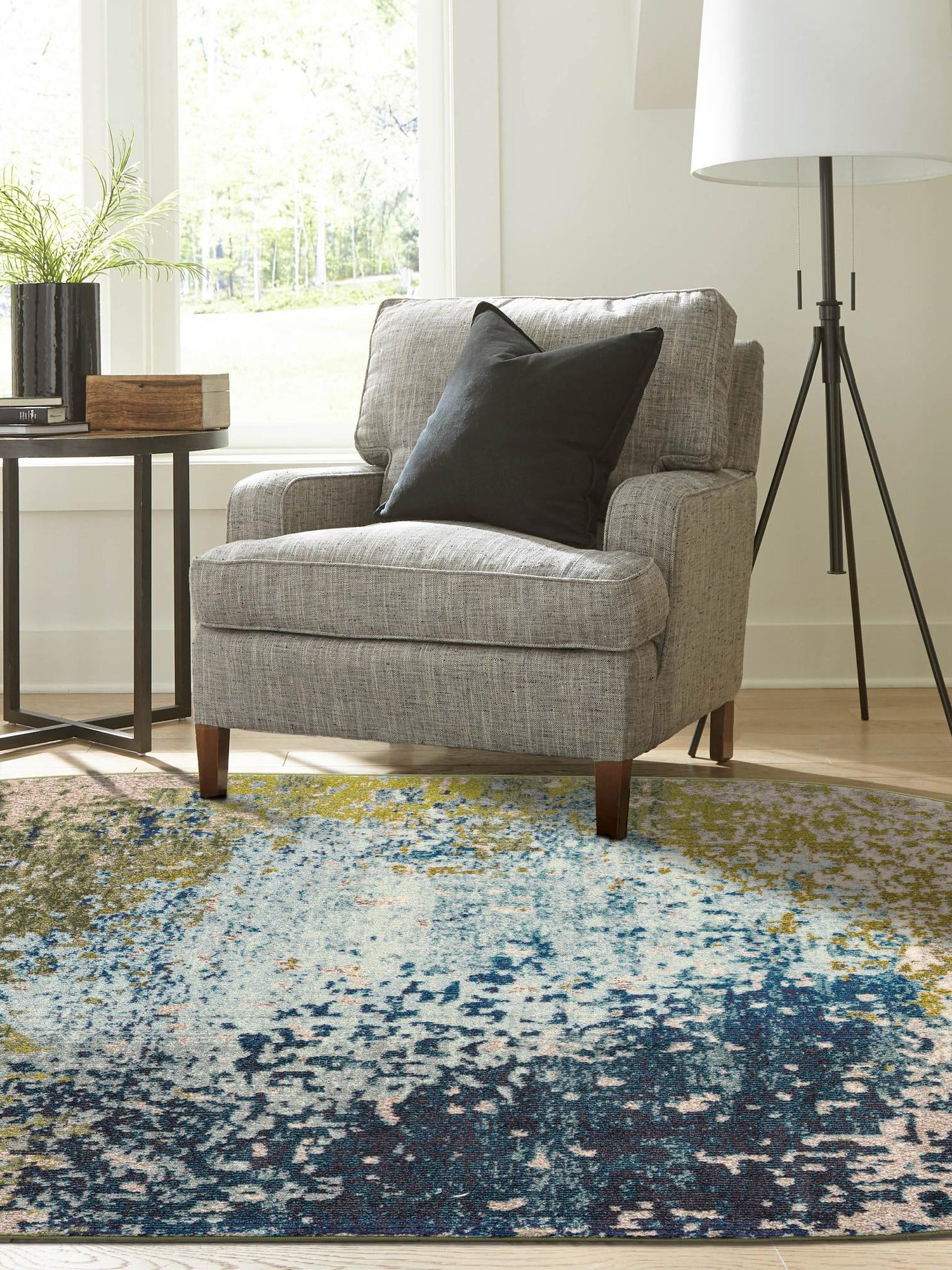 Blue 5' x 8' Estrella Oval Area Rug 100% Polypropylene Non-Shedding Stain Resistant Carpet Colorful Modern Abstract Design Easy Clean for Home Decor for Sale at Rug Engine