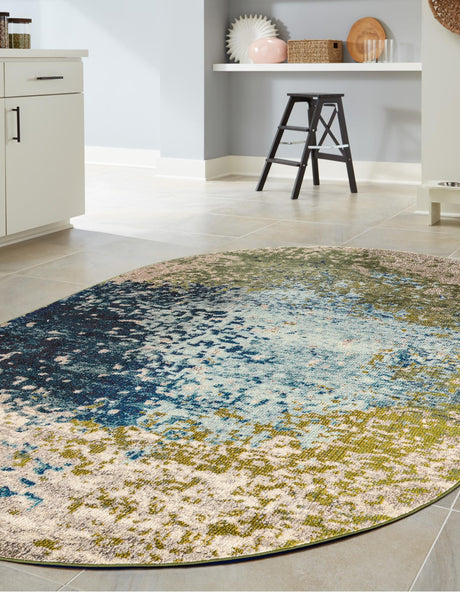 Blue 3' 3 x 5' 3 Estrella Oval Area Rug 100% Polypropylene Non-Shedding Stain Resistant Carpet Colorful Modern Abstract Design Easy Clean for Home Decor for Sale at Rug Engine