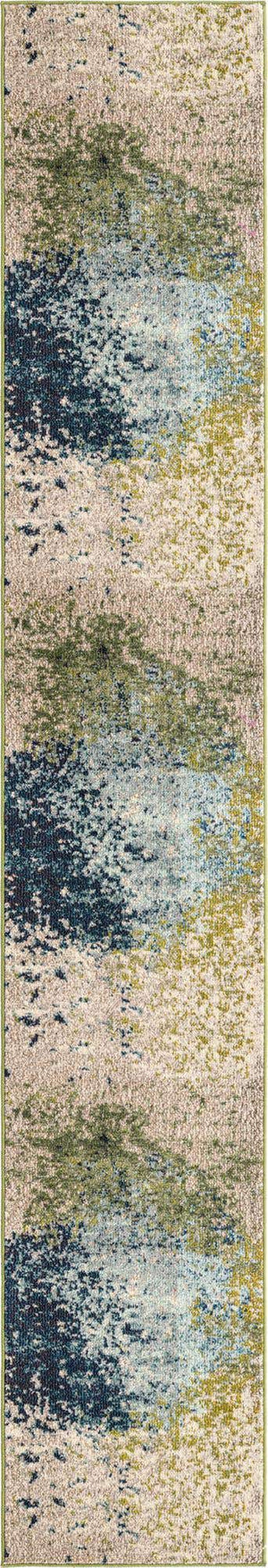 Blue 2' 7 x 12' Estrella Runner Area Rug 100% Polypropylene Non-Shedding Stain Resistant Carpet Colorful Modern Abstract Design Easy Clean for Home Decor for Sale at Rug Engine