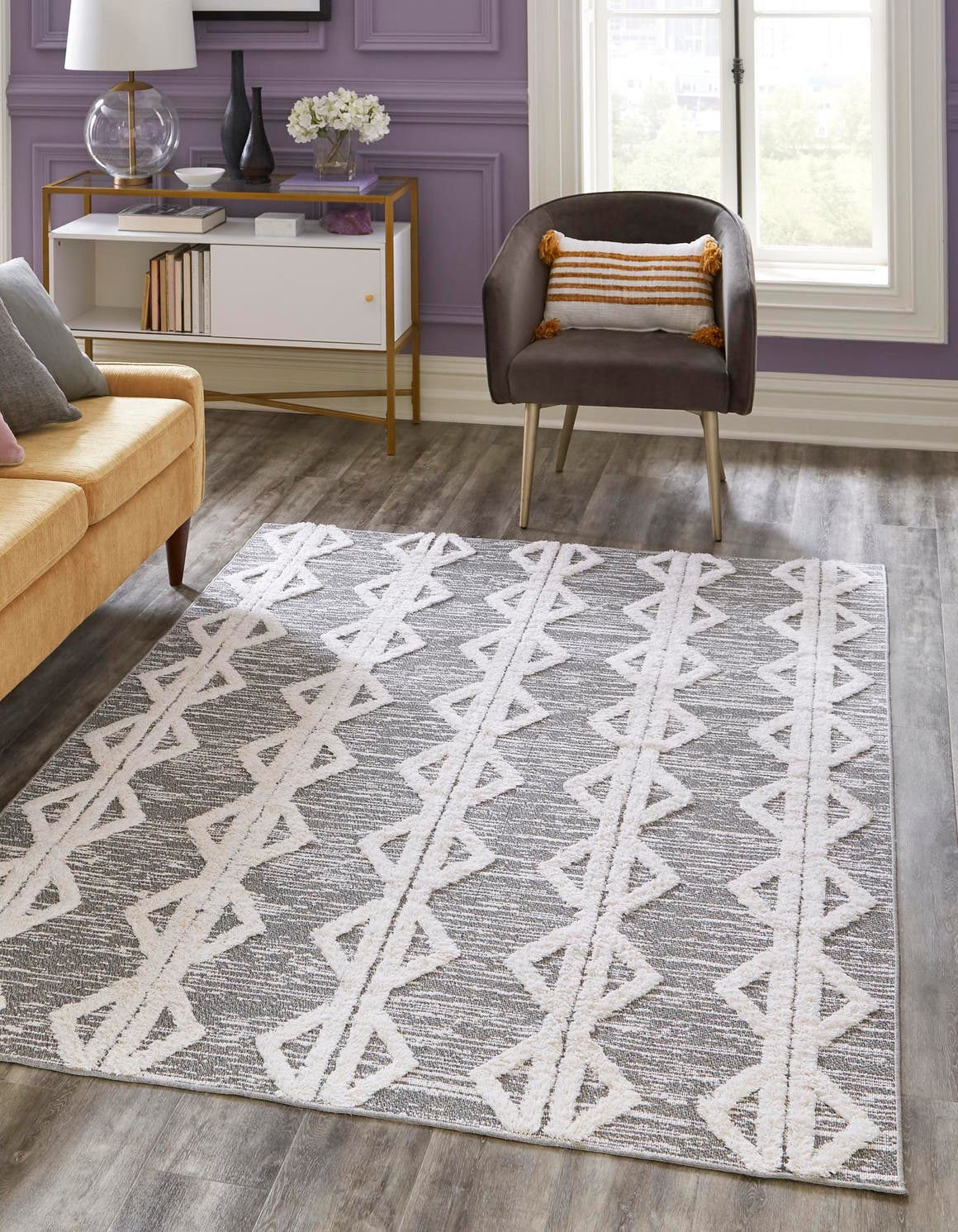 Anthracite Gray 2' 3 x 3' Sabrina Soto Casa Rectangle Area Rug 100% Cotton Geometric Pattern All Natural Material Eco Friendly Carpet for Sale at Rug Engine
