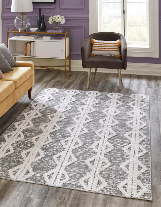 Anthracite Gray 5' 3 x 8' Sabrina Soto Casa Rectangle Area Rug 100% Cotton Geometric Pattern All Natural Material Eco Friendly Carpet for Sale at Rug Engine