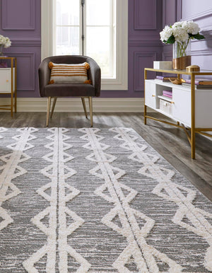 Anthracite Gray 6' 4 x 9' Sabrina Soto Casa Rectangle Area Rug 100% Cotton Geometric Pattern All Natural Material Eco Friendly Carpet for Sale at Rug Engine